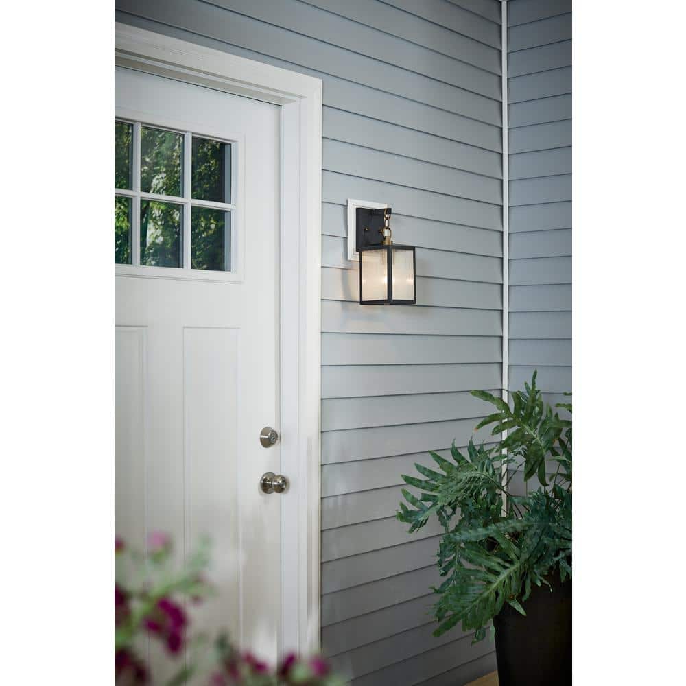 Lahden 16.75" Distressed Bronze Outdoor Wall Lantern with Clear Glass