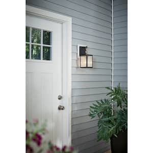 Lahden 16.75 in. 1-Light Weathered Zinc Outdoor Hardwired Wall Lantern Sconce with No Bulbs Included (1-Pack)