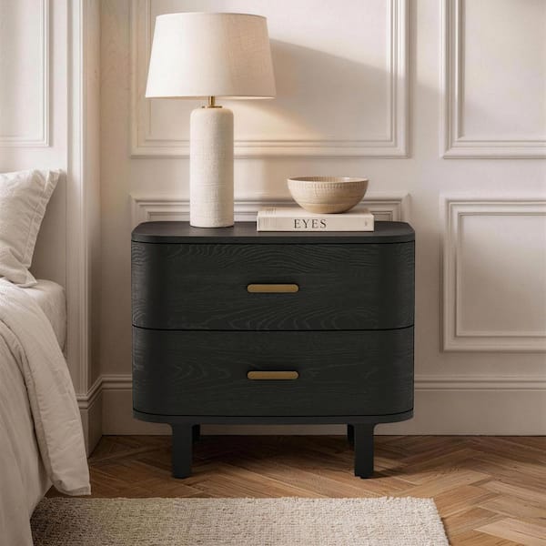 black dresser nightstand sets Furniway 3 Piece Bedroom Set, 9 Drawer and Set of 2 with Gold Handles, Modern Wood Chest of Drawers Storage Cabinet for Bedroom, : Home & Kitchen this wood three Black 20-Inch-Tall Nightstands at