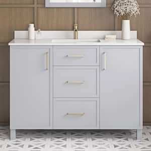 Bilston 48 in. W x 19 in. D x 34 in. H Single Sink Bath Vanity in Dove Gray with White Engineered Stone Top