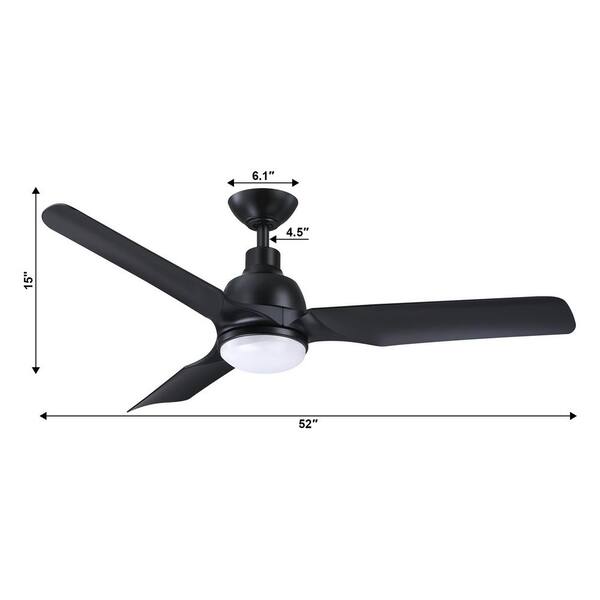 Parrot Uncle 46-in Black LED Indoor/Outdoor Ceiling Fan with Remote (4-Blade)