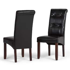 Cosmopolitan Transitional Deluxe Tufted Parson Chair in Midnight Black Faux Leather (Set of 2)