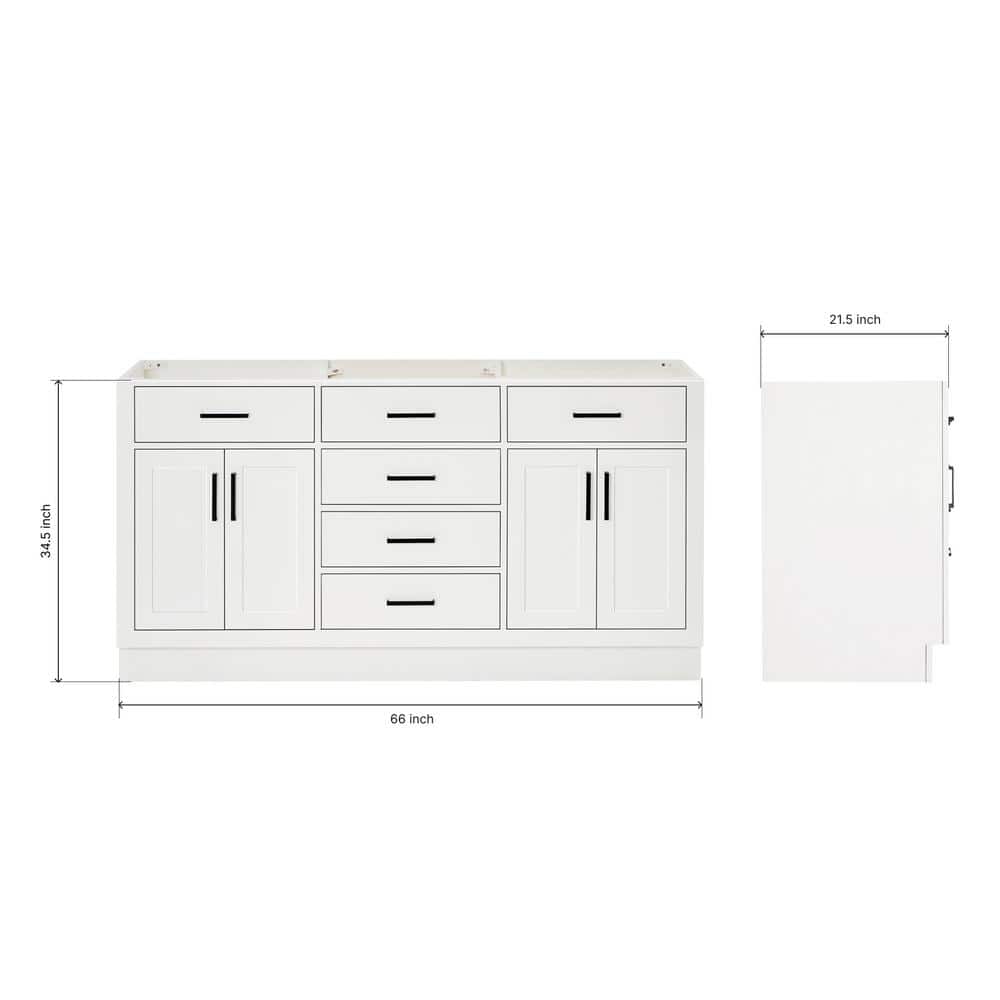 Hepburn 66'' White Double Freestanding Bathroom Vanity Base