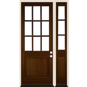 50 in. x 96 in. 9-Lite Left-Hand/Inswing Clear Glass Provincial Stain Wood Prehung Front Door Right Sidelite