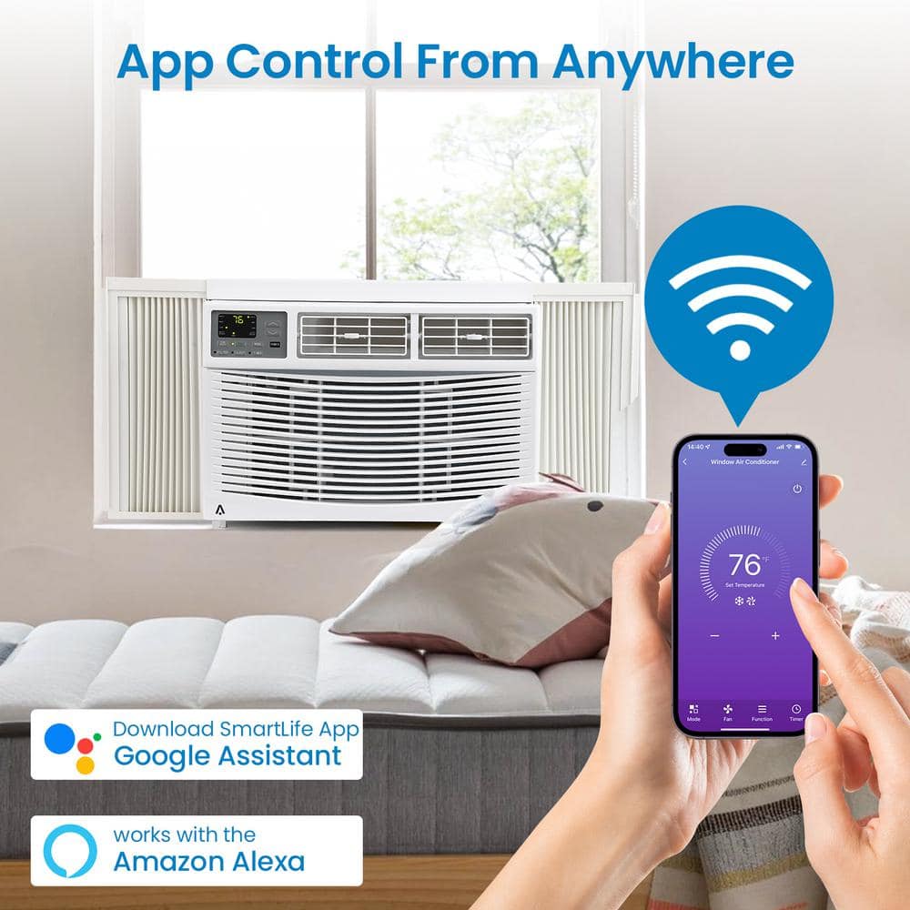 8,000 BTU White Window Air Conditioner with Remote and Smart Control