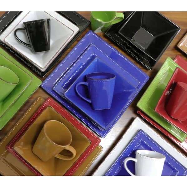 16-Piece Casual Black Ceramic Stone Dinnerware Set (Service for 4)