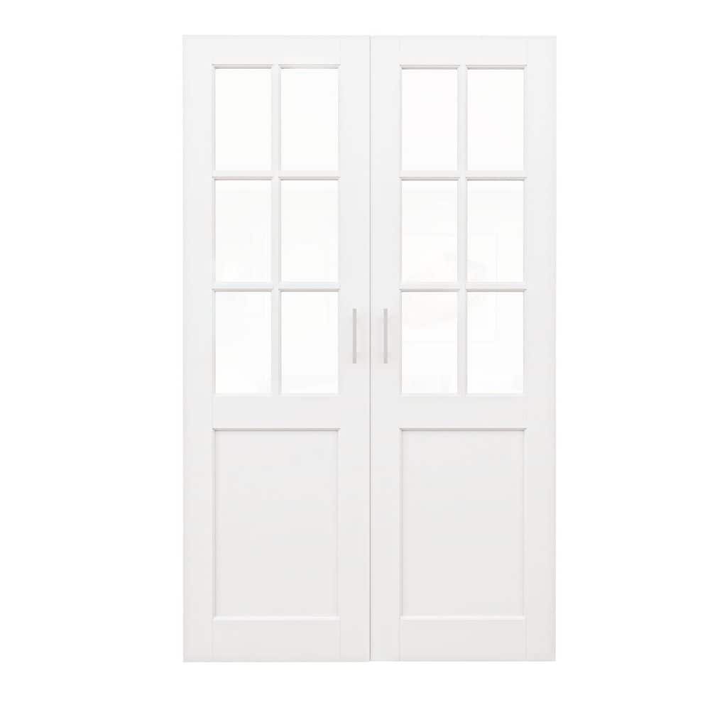 48 in. x 80 in. 6-Lite Decorative Clear Glass Finished Wood French Door without Jamb Interior Door Slab with Ball Catch price history on PriceWatchPro