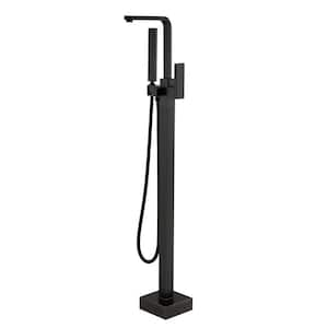 Modern Single-Handle Freestanding Tub Faucet with Handheld Shower, Water Supply Hoses and Hardware in. Oil Rubbed Bronze