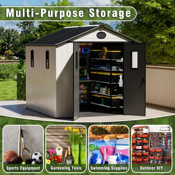 MeetLeisure 8-ft x 8-ft Outdoor Storage Kick-it White Gable