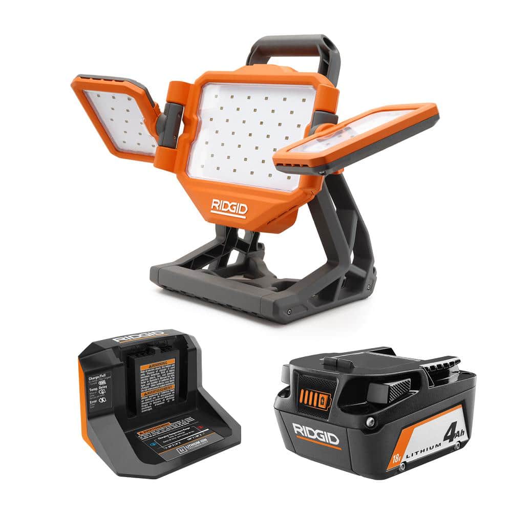 RIDGID 18V Hybrid Folding Panel Light Kit with 4.0 Ah MAX Output Battery  and Charger R8698KN-AC9840 - The Home Depot
