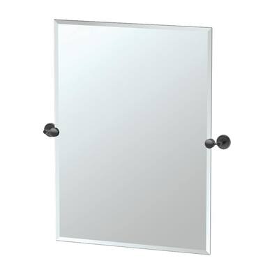 Latitude 28 in. W x 32 in. H Frameless Rectangular Bathroom Vanity Mirror in Matte Black