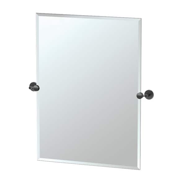 Gatco Latitude 28 in. W x 32 in. H Frameless Rectangular Bathroom Vanity Mirror in Matte Black