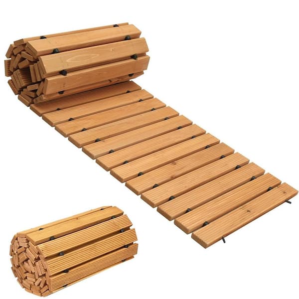 8 ft. x 17 in. x 0.6 in. Cedar Wood Step Stone Garden Pathway ...