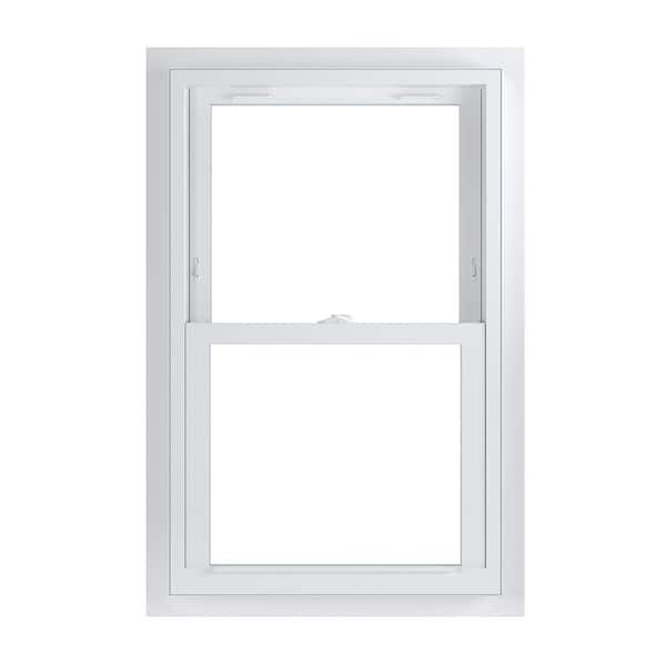 American Craftsman 25.75 in. x 40.75 in. 70 Series Low-E Argon Glass Double Hung White Vinyl Fin with J Window, Screen Incl