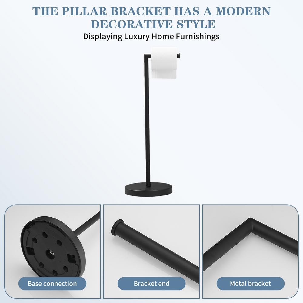 Matte Black Stainless Steel Freestanding Toilet Paper Holder