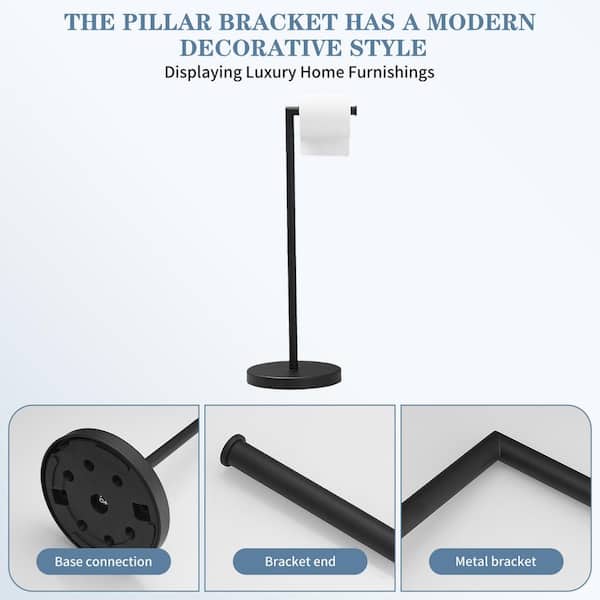 Freestanding Stainless Steel Toilet Paper Holder in Matte Black