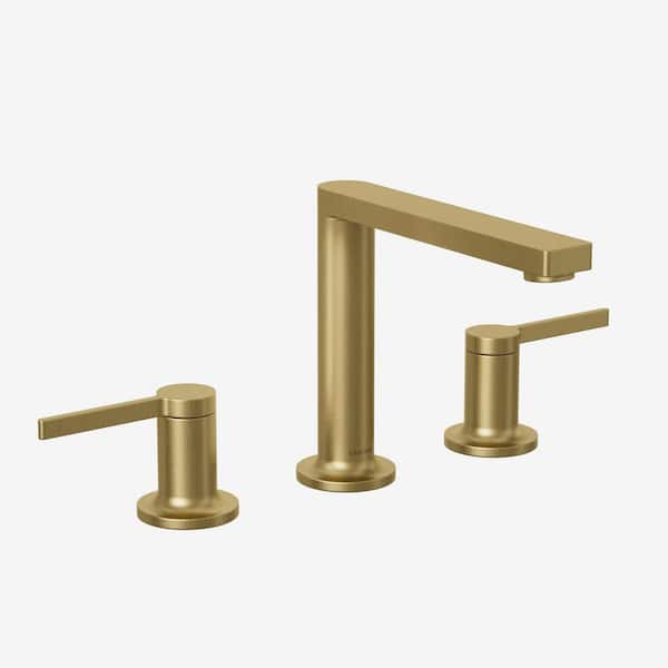 TINIAN 8 in. Widespread Double Handles Bathroom Faucet in Brushed Gold Valve Included (1-Pack)