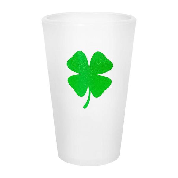 Silipint 16 oz. Silicone Pint Cup in Frosted White with Shamrock-DISCONTINUED