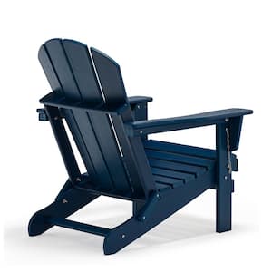 Navy Blue Folding Plastic Outdoor Adirondack Chair