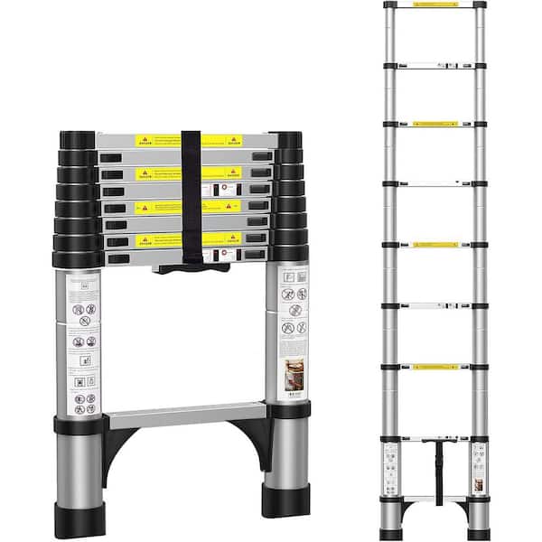 8.5 ft. Aluminum Portable Extension Ladder with Stabilizers for Home, Outdoor, 330 lbs.