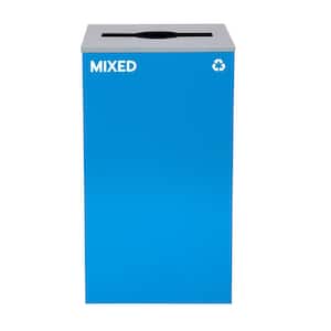 29 Gal. Blue Steel Commercial Mixed Recycling Bin Receptacle with Mixed Slot Lid
