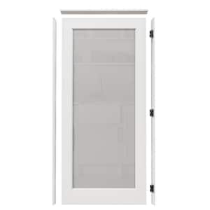 36 in. x 80 in. 1-Lite Frosted Glass Right Handed White Solid Core MDF Door with Quick Assemble Jamb Kit