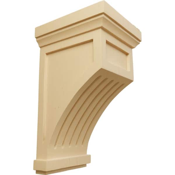 Ekena Millwork 7 in. x 7-1/2 in. x 13 in. Alder Fluted Corbel