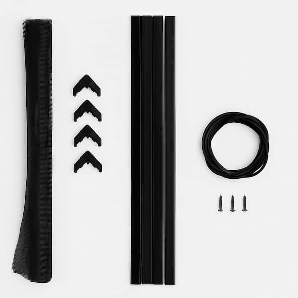 DYI Screen-in Porch Panel Kit 71 in. x 96 in. Black Aluminum Frame Charcoal Fiberglass Mesh Porch Panel Window Screen