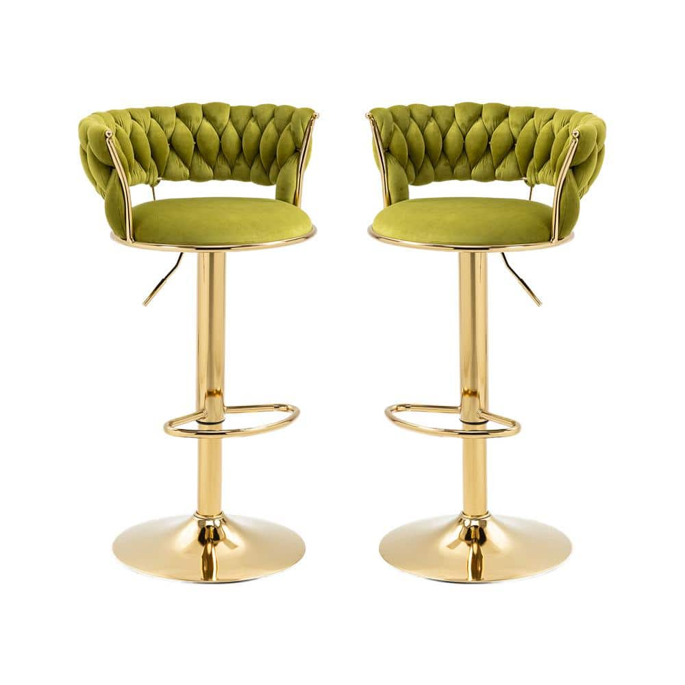 Gold and 2024 green bar stools