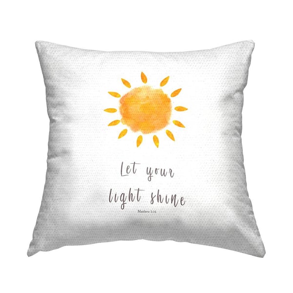 Stupell Industries Let Your Light Shine Proverb Yellow Square Outdoor Throw Pillow