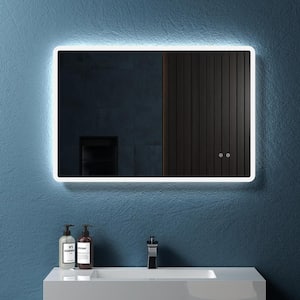 LENTO 36 in. W x 24 in. H Rounded Rectangular LED lighted Dimmable Frameless Wall Mount Anti-fog Bathroom Vanity Mirror