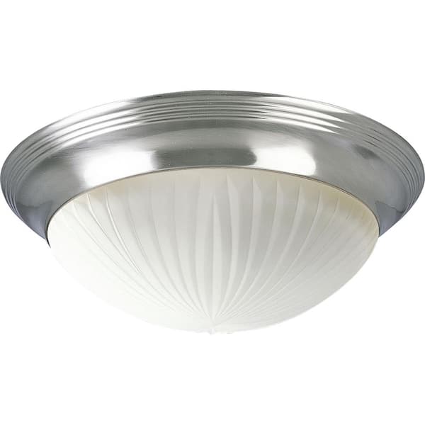 Progress Lighting 2-Light Brushed Nickel Flush Mount with Etched Faceted Glass