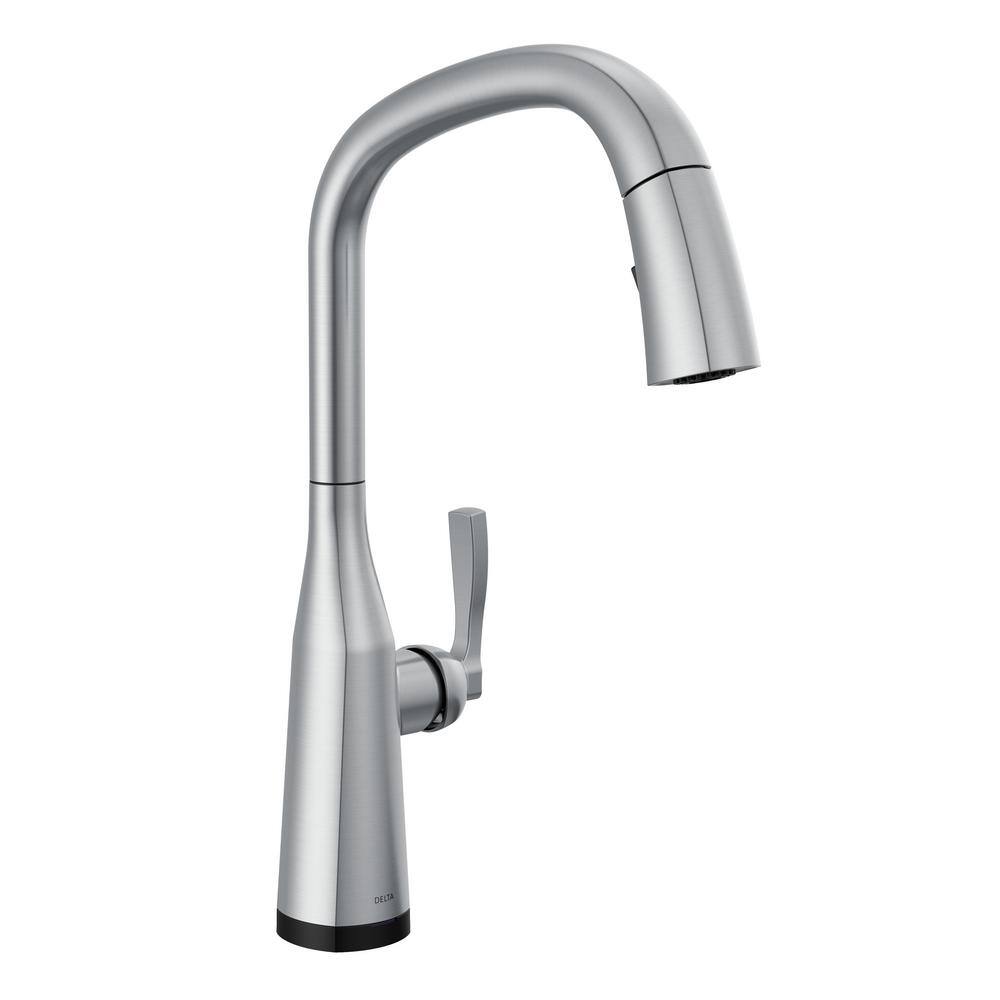 Delta Stryke Touch2O Single Handle Pull Down Sprayer Kitchen Faucet (Google Assistant, Alexa Compatible) in Stainless Steel, Lumicoat Arctic Stainless -  9176TV-AR-PR-DST