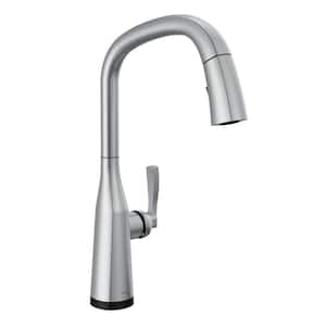 Stryke Touch2O Single Handle Pull Down Sprayer Kitchen Faucet (Google Assistant, Alexa Compatible) in Stainless Steel