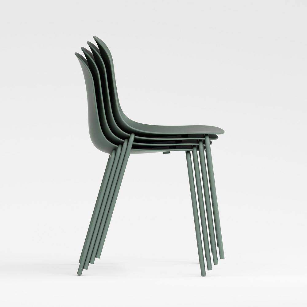 Aloe Green Metal Stackable Dining Side Chair