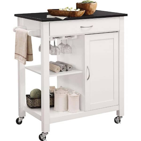 Whatseaso Wooden Kitchen Island In Black and White