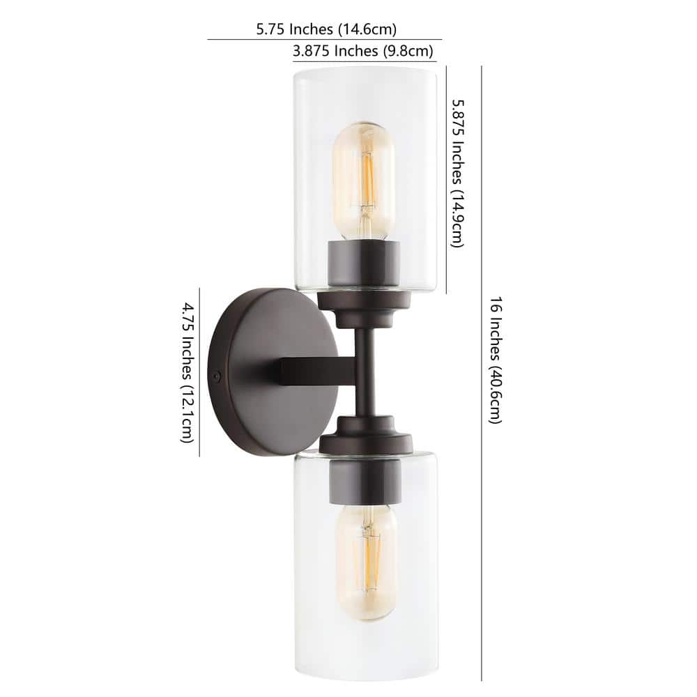 Giles 16" Oil Rubbed Bronze Cylinder Vanity Light with Clear Glass
