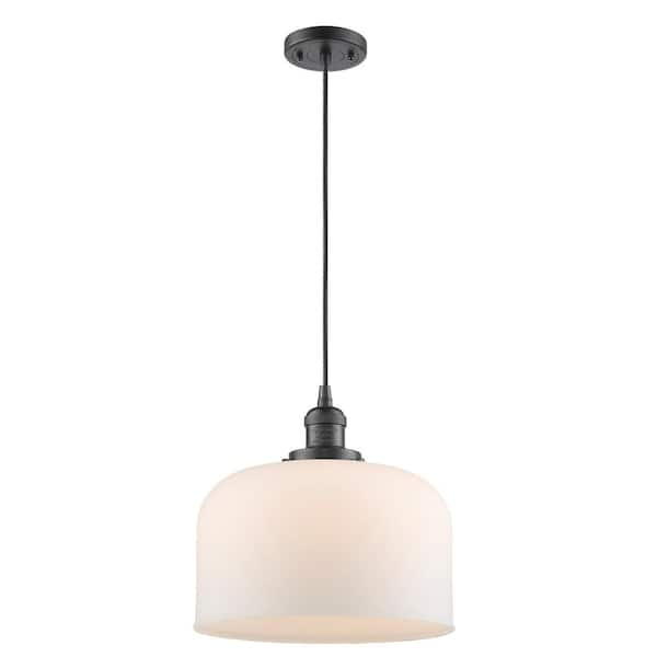 Innovations Bell 1-Light Oil Rubbed Bronze Bowl Pendant Light with Matte White Glass Shade