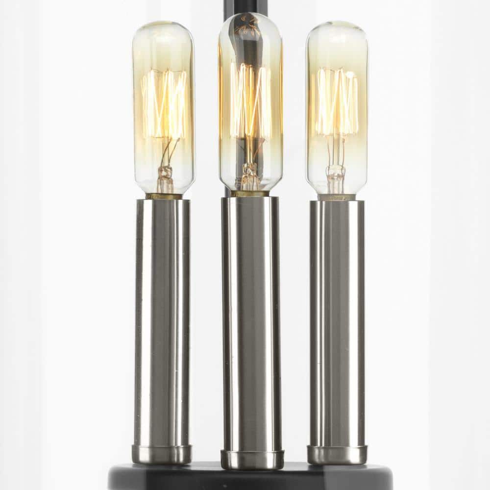 Squire Matte Black and Clear Glass 3-Light Hanging Lantern