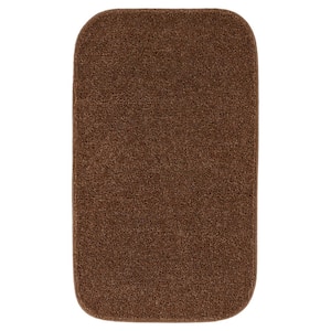 Gramercy 20 in. x 34 in. Cinnamon Brown Solid Color Plush Polypropylene Rectangle Bath Rug