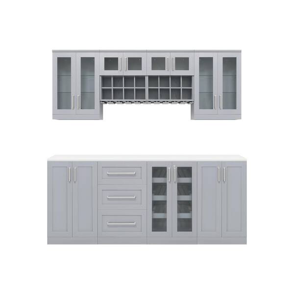 NewAge Products Home Bar 21 in. Gray Cabinet Set (9-Piece)