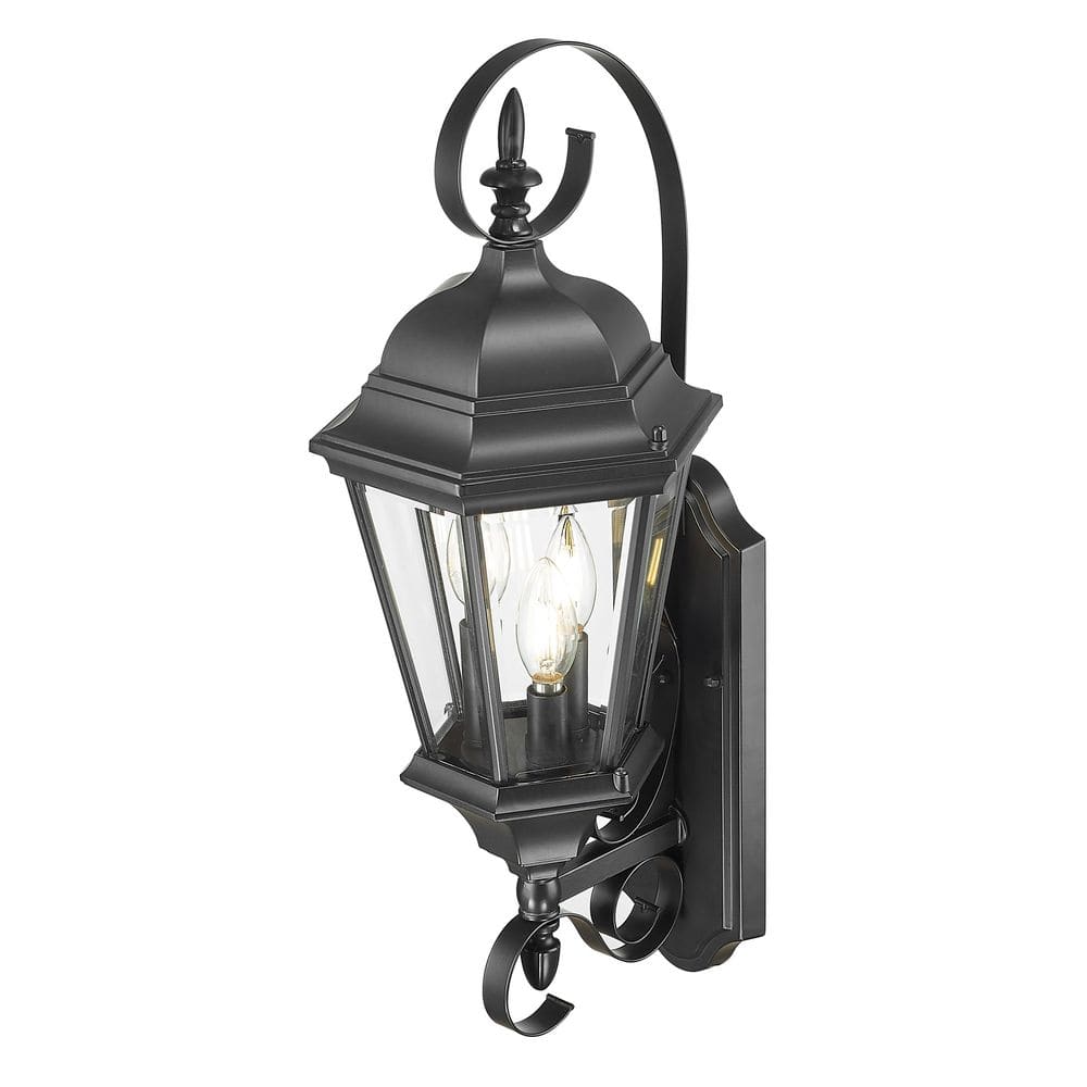 Matte Black Cast Aluminum 25" Outdoor Wall Lantern Sconce