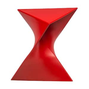 Randolph 15.75 in. Triangle Accent End Table with Plastic Talbrtop Lightweight Side Table in Red (Set of 2)