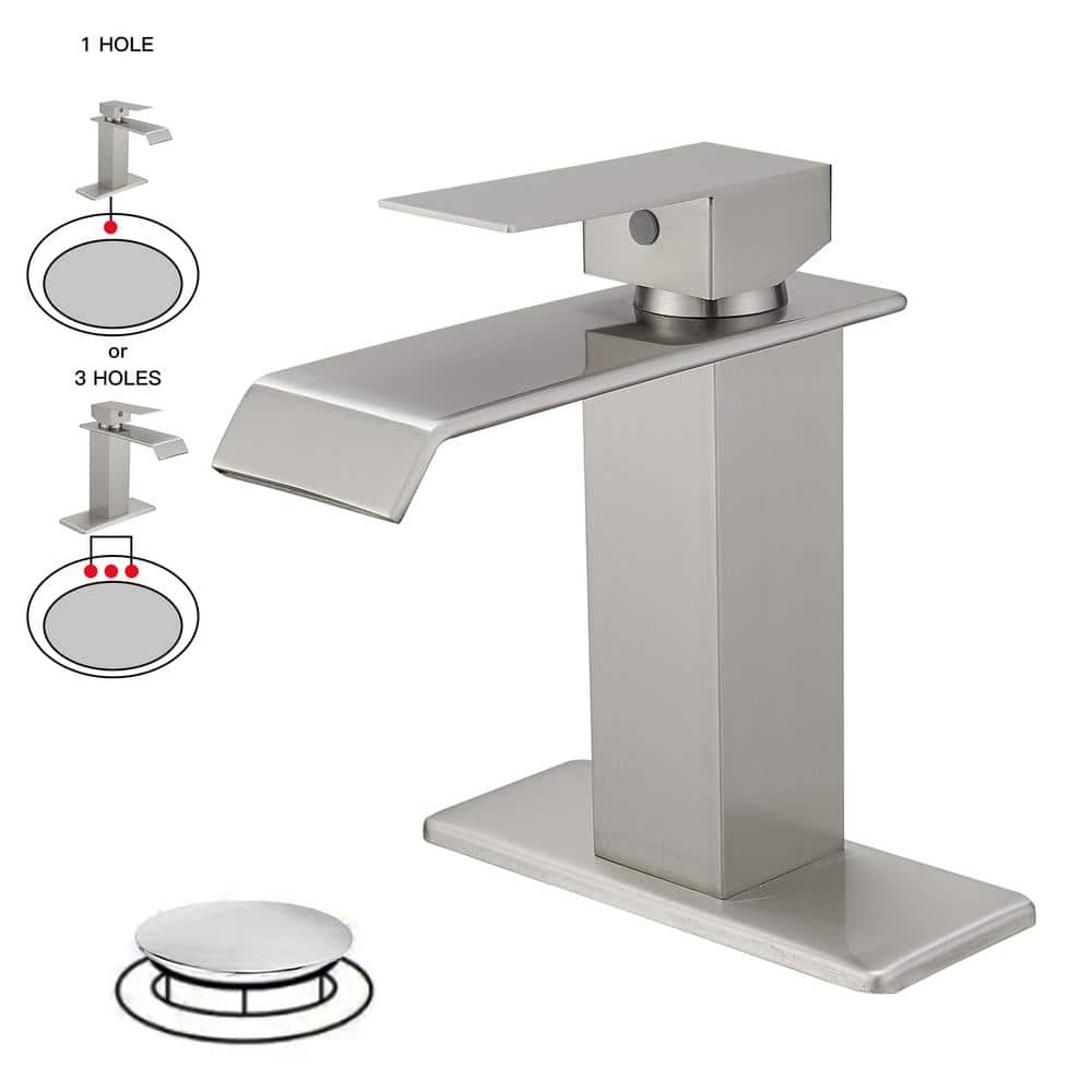 Single Hole Single-Handle Bathroom Sink Faucet with Deck Plate Pop Up Drain with Overflow in Brushed Nickel price history on PriceWatchPro