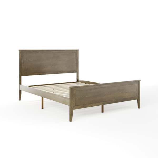MARTHA STEWART Corbin Brown Wood Frame Queen Platform Bed with Solid Wood