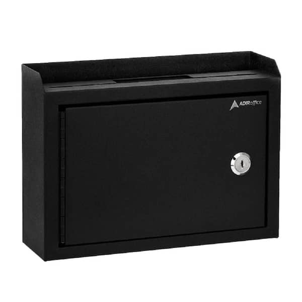 AdirOffice Medium Size Black Steel Multi-Purpose Suggestion Drop Box Mailbox