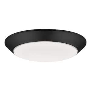 11.5 in. Twist Lift Round LED Flush Mount with Night Light and Extra Black Trim 1800 Lumens Adjustable CCT