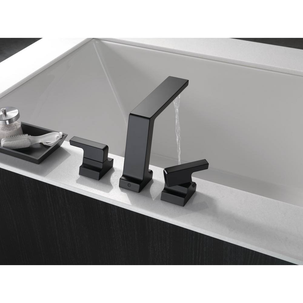 Matte Black Brass Modern Deck Mounted Widespread Faucet