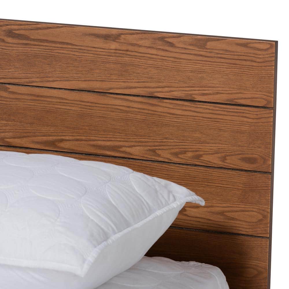 Regina Ash Walnut Brown King Wood Storage Bed with Headboard