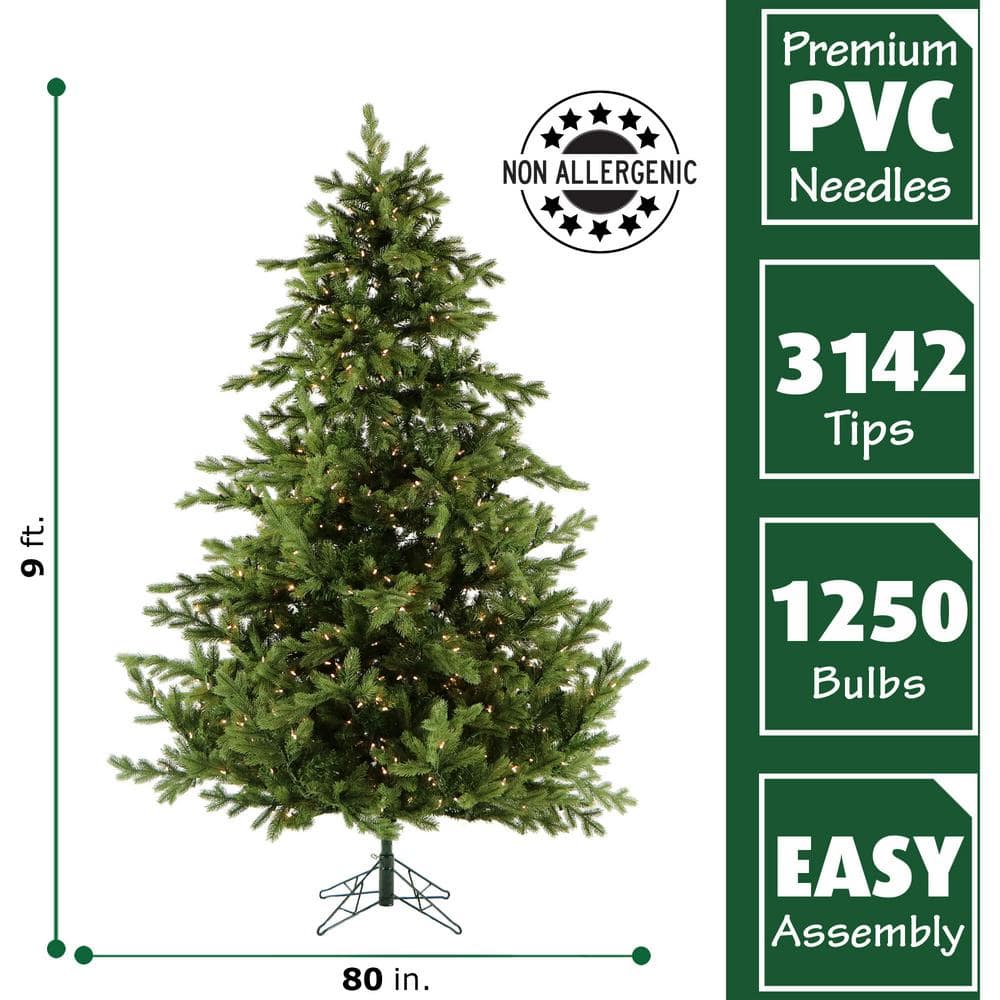 9-Foot Pine Artificial Christmas Tree with Warm White LED Lights